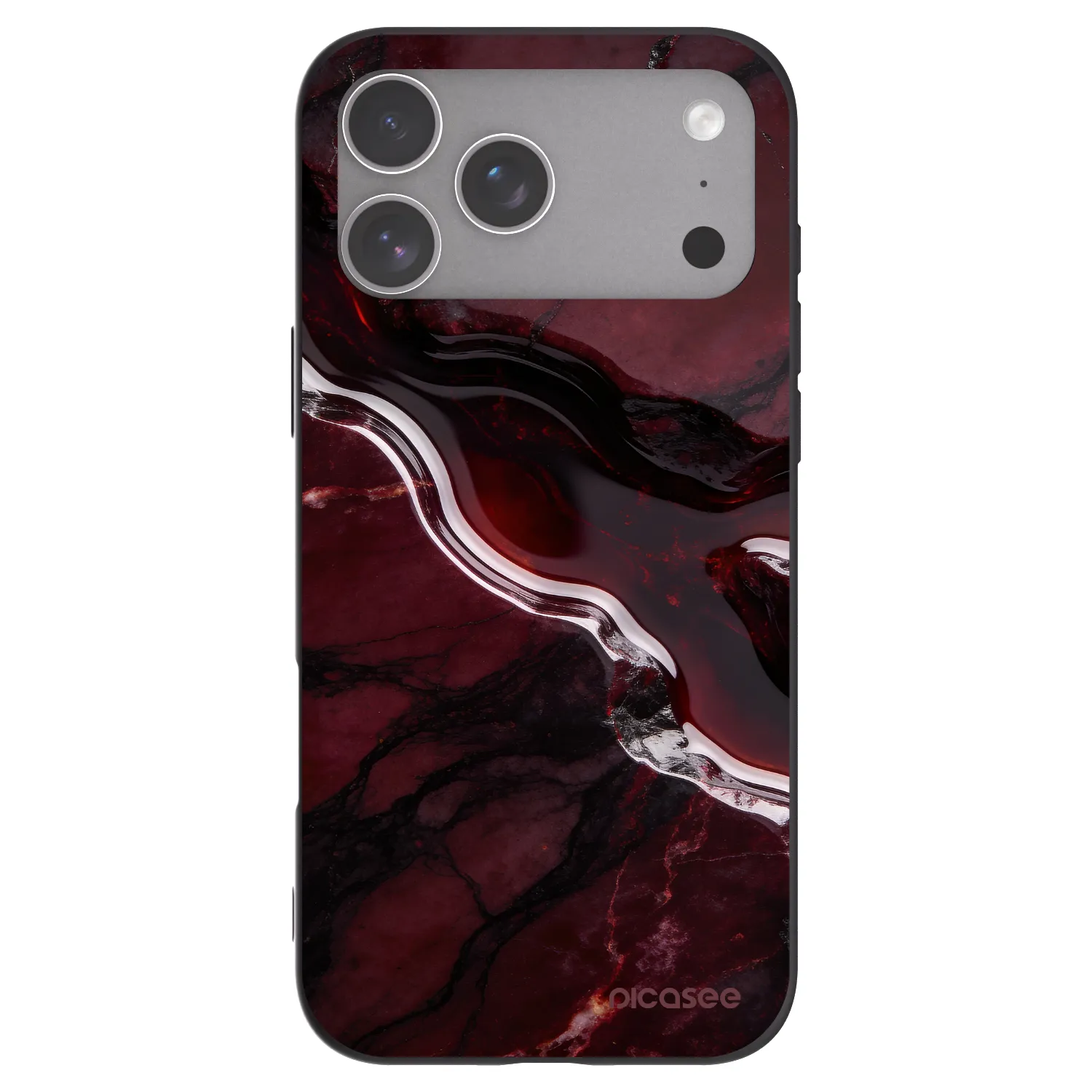 Picasee husă neagră din silicon pentru Apple iPhone 18 Pro Max - Cherry stone