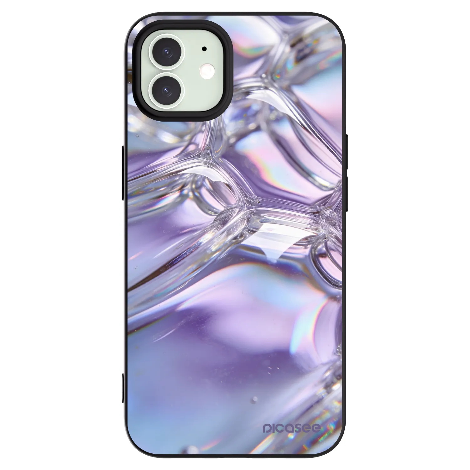 Picasee husă neagră din silicon pentru Apple iPhone 12 - Iridescent bubbles