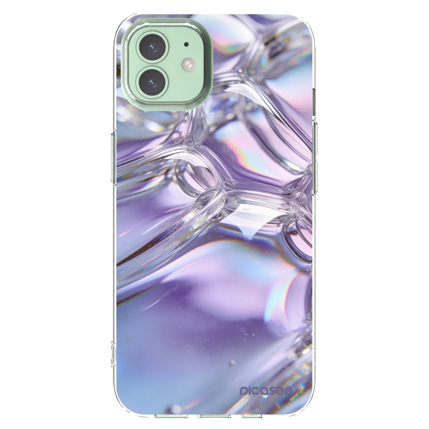 Picasee husă transparentă din silicon pentru Apple iPhone 12 - Iridescent bubbles