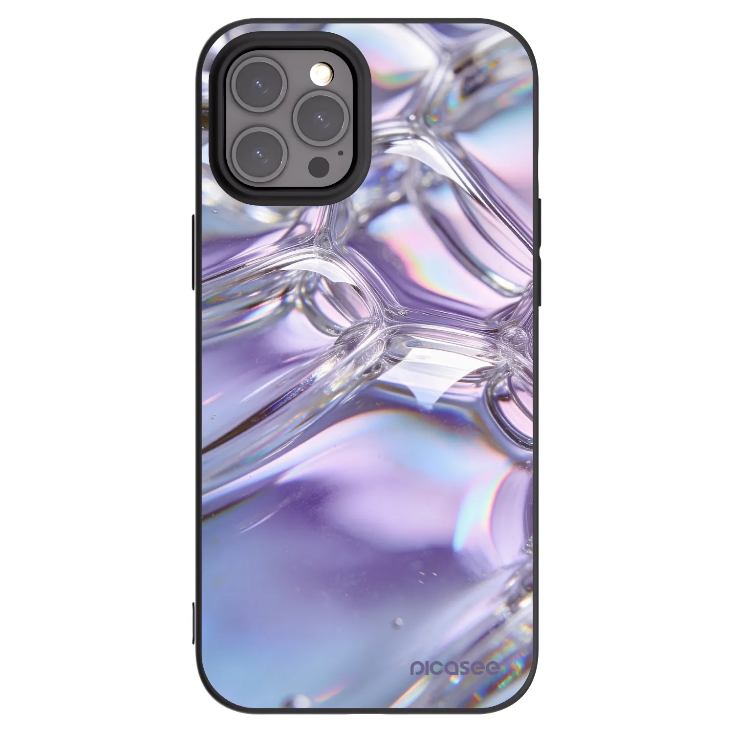 Picasee husă neagră din silicon pentru Apple iPhone 12 Pro Max - Iridescent bubbles