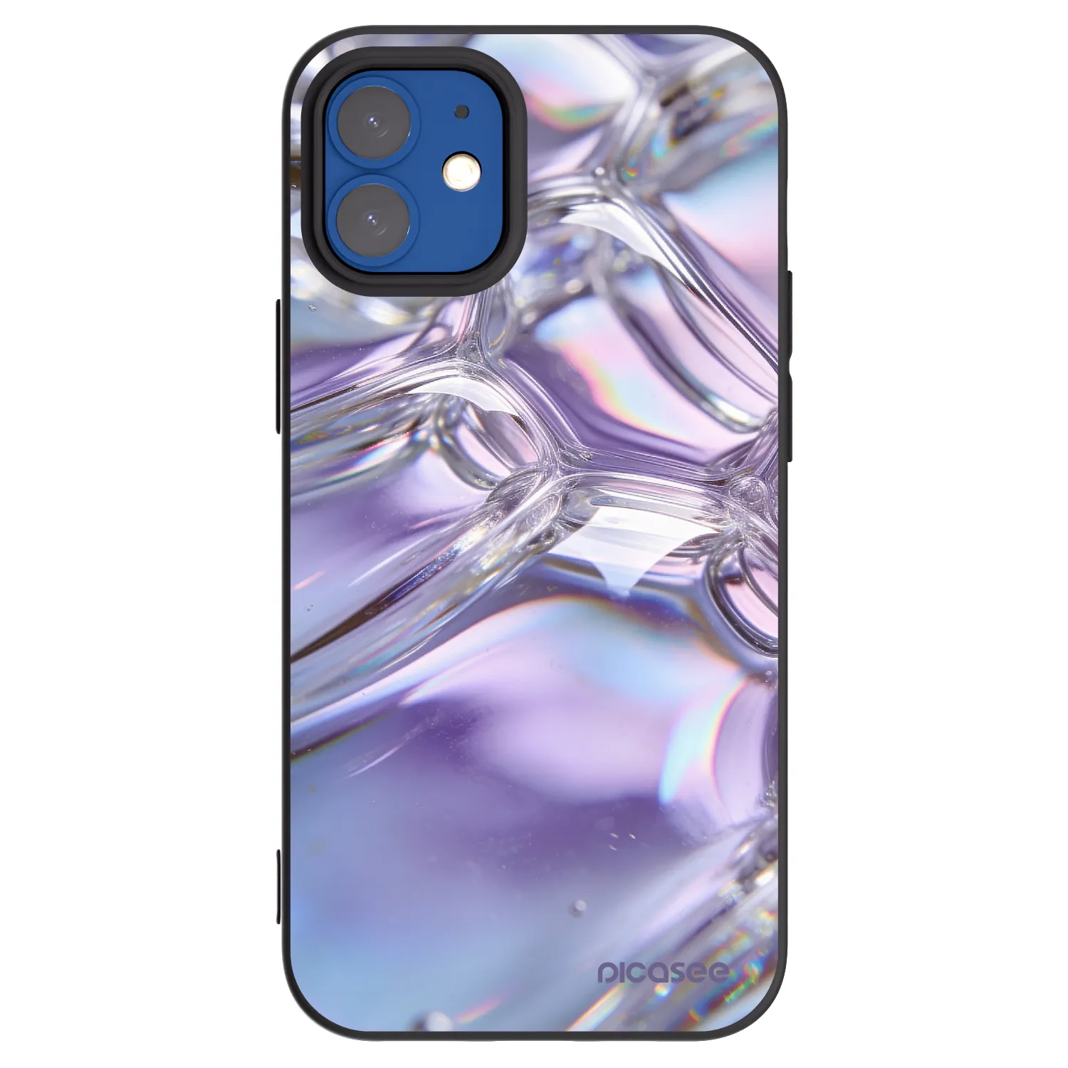 Picasee husă neagră din silicon pentru Apple iPhone 12 mini - Iridescent bubbles