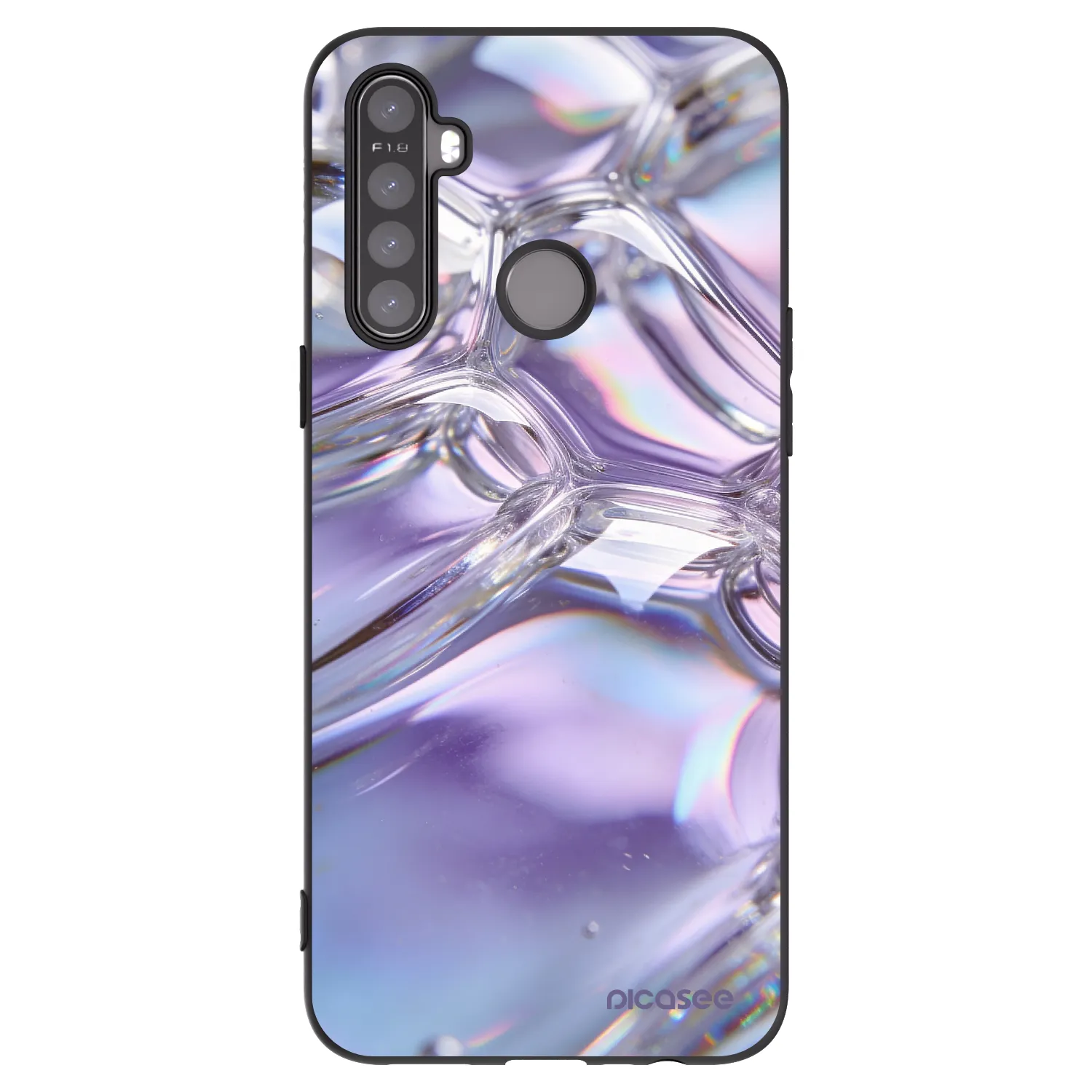 Picasee husă neagră din silicon pentru Realme 6i - Iridescent bubbles