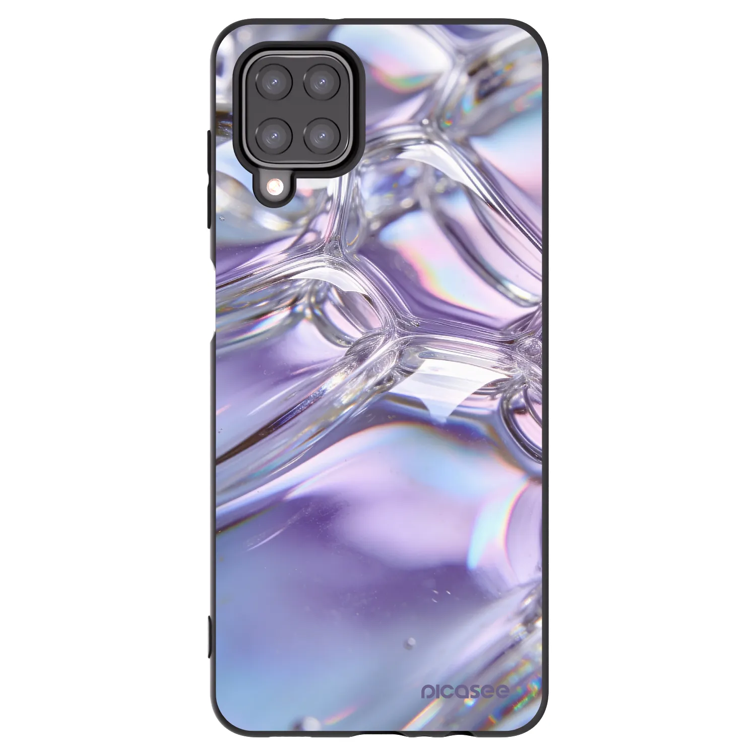 Picasee husă neagră din silicon pentru Samsung Galaxy A12 A125F - Iridescent bubbles