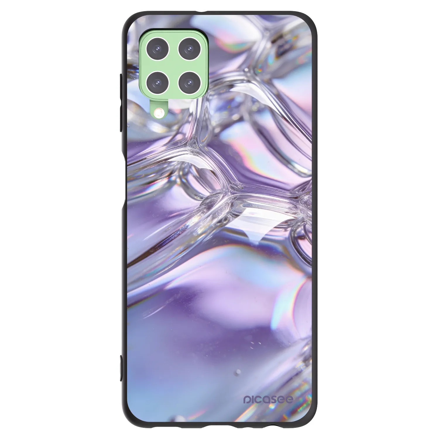 Picasee husă neagră din silicon pentru Samsung Galaxy A22 A225F 4G - Iridescent bubbles