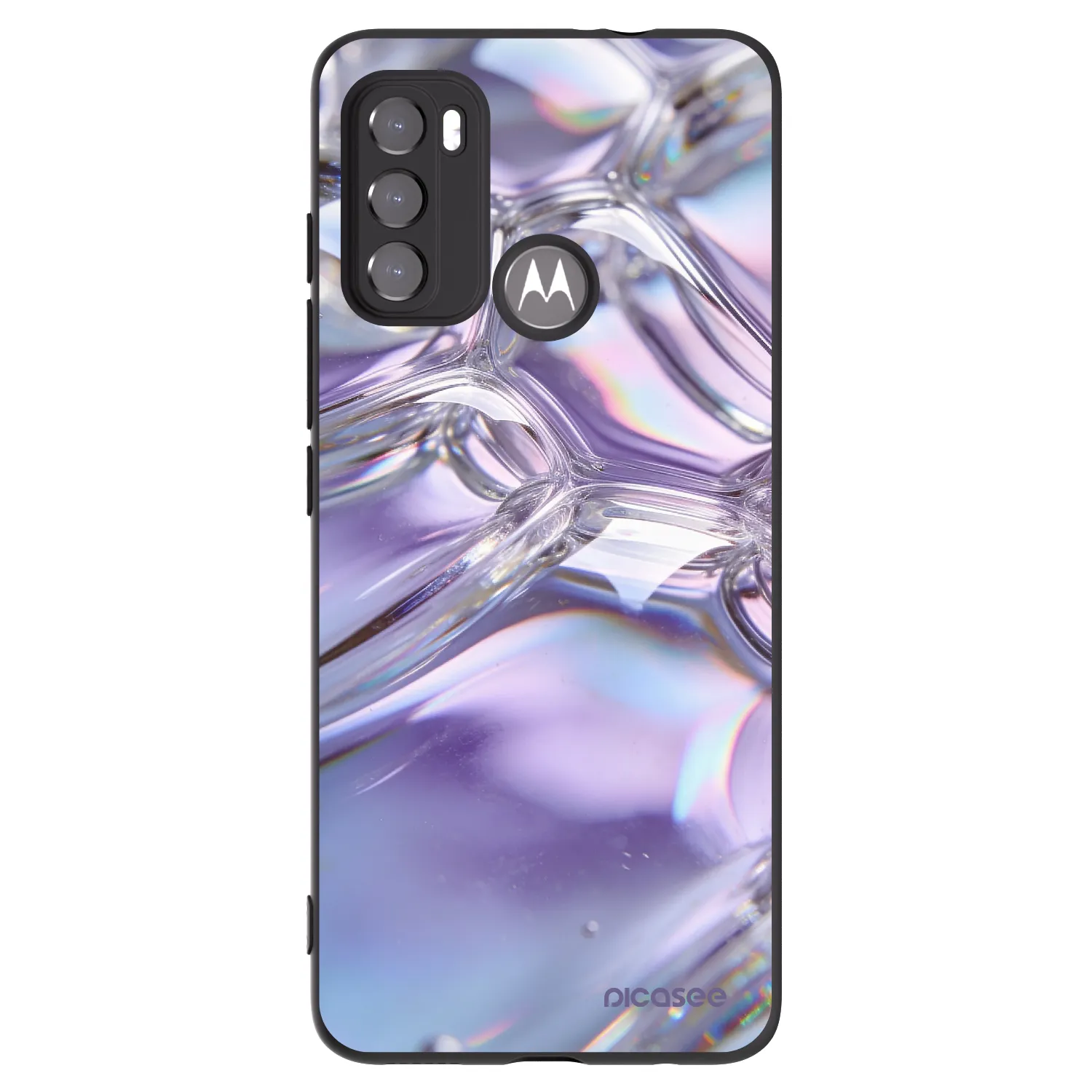 Picasee husă neagră din silicon pentru Motorola Moto G60 - Iridescent bubbles