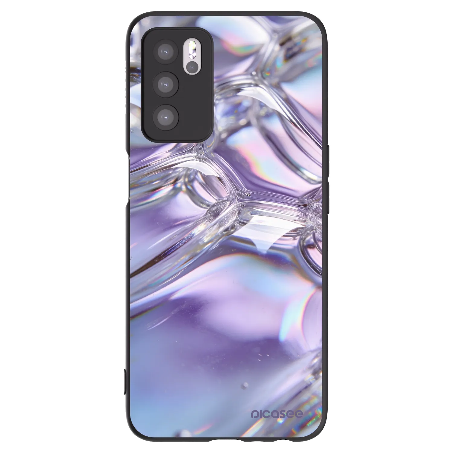 Picasee husă neagră din silicon pentru OPPO A16s - Iridescent bubbles