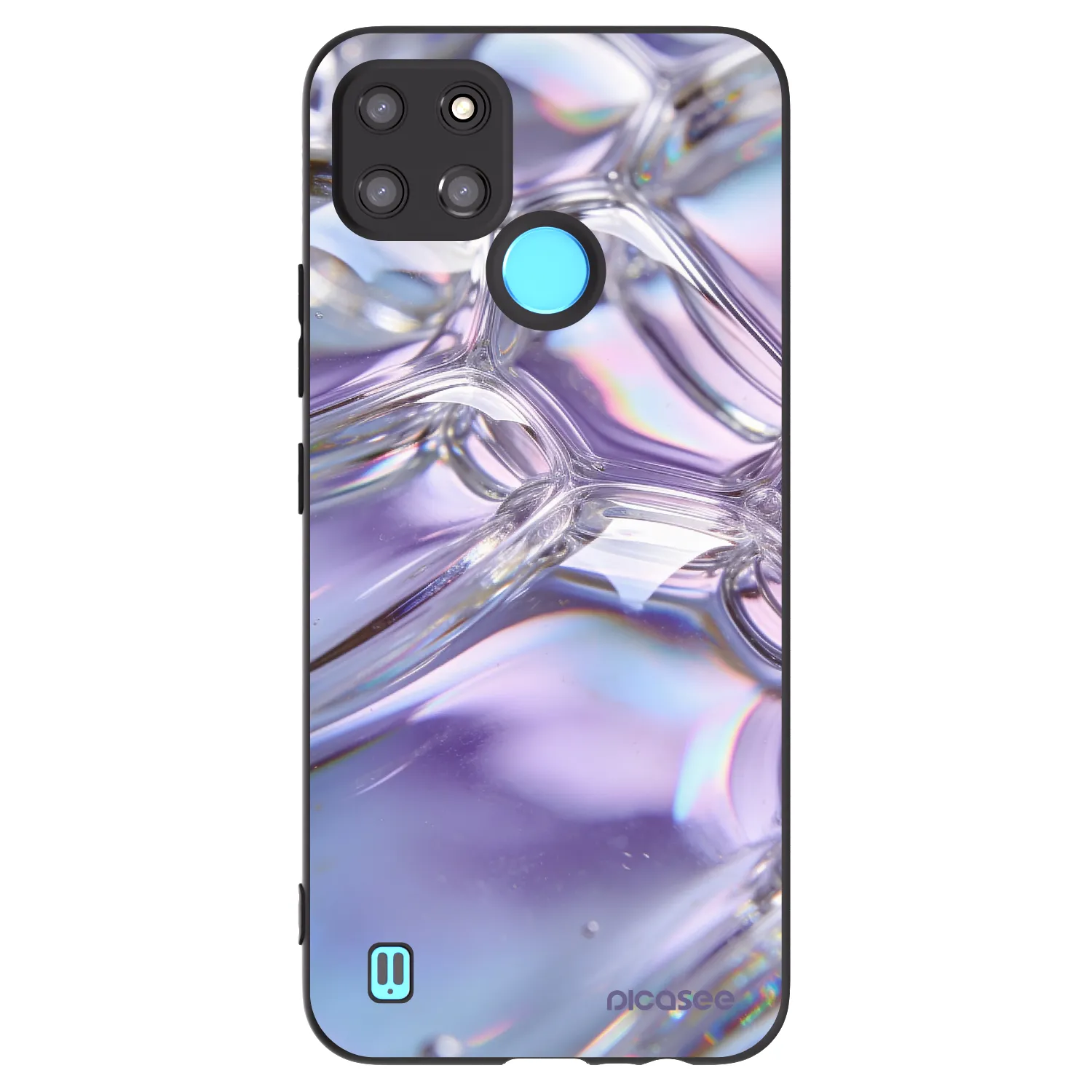 Picasee husă neagră din silicon pentru Realme C21Y - Iridescent bubbles