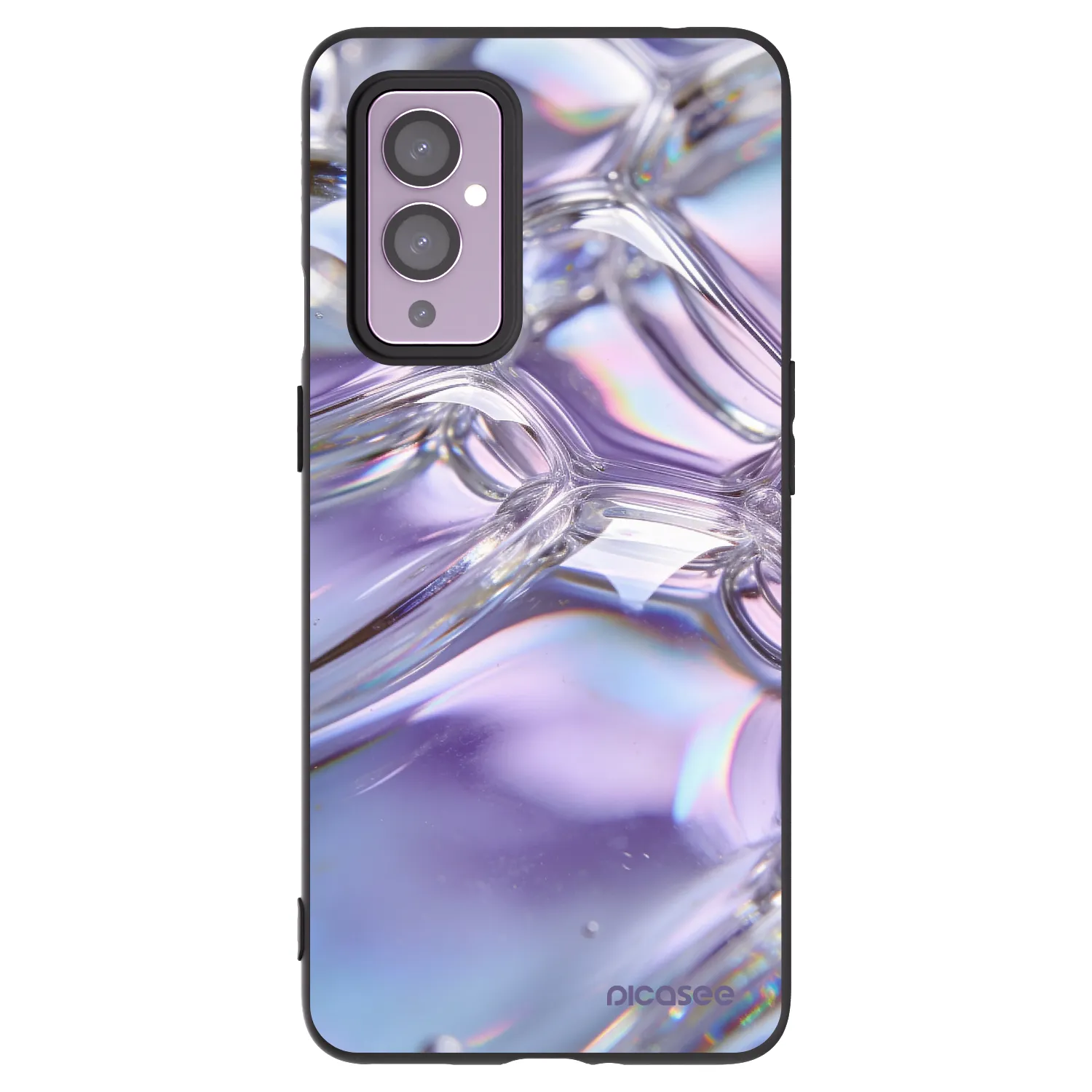 Picasee husă neagră din silicon pentru OnePlus 9 - Iridescent bubbles