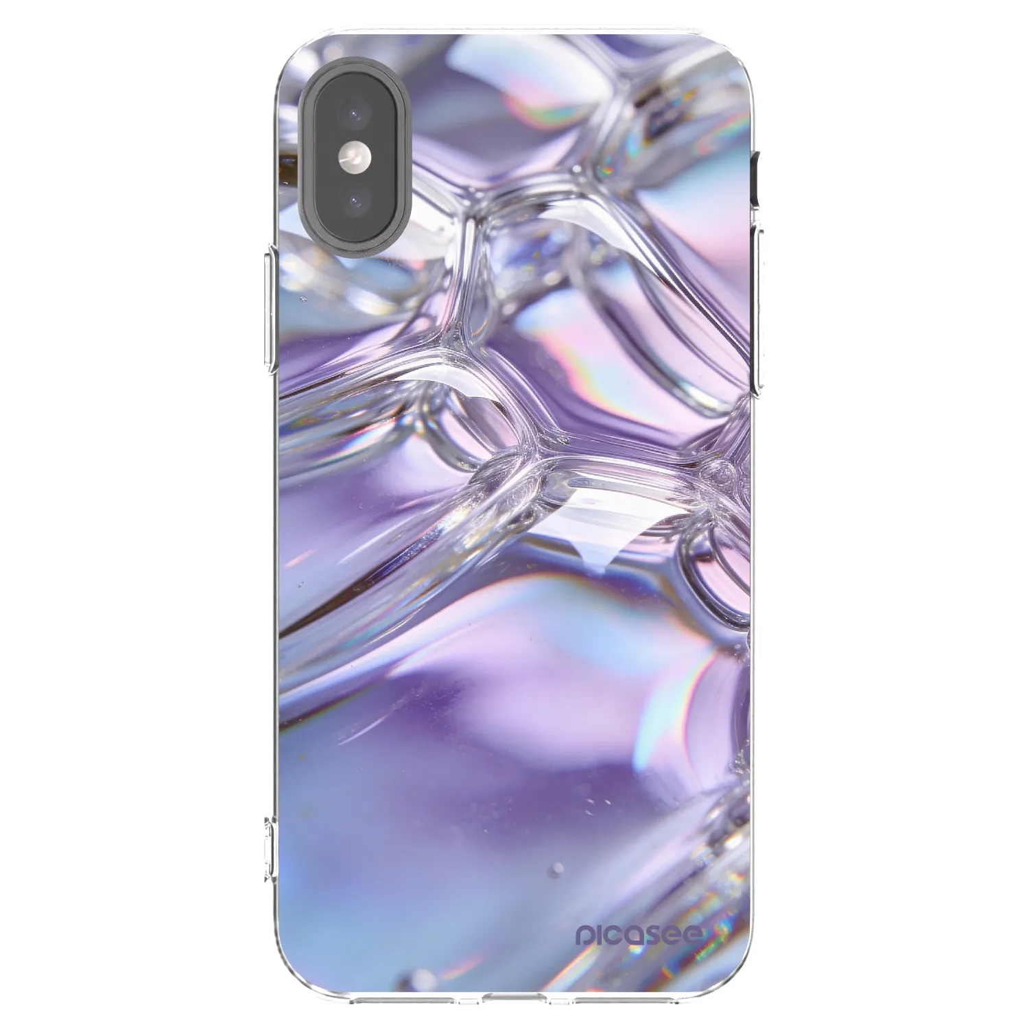 Picasee husă transparentă din silicon pentru Apple iPhone X/XS - Iridescent bubbles