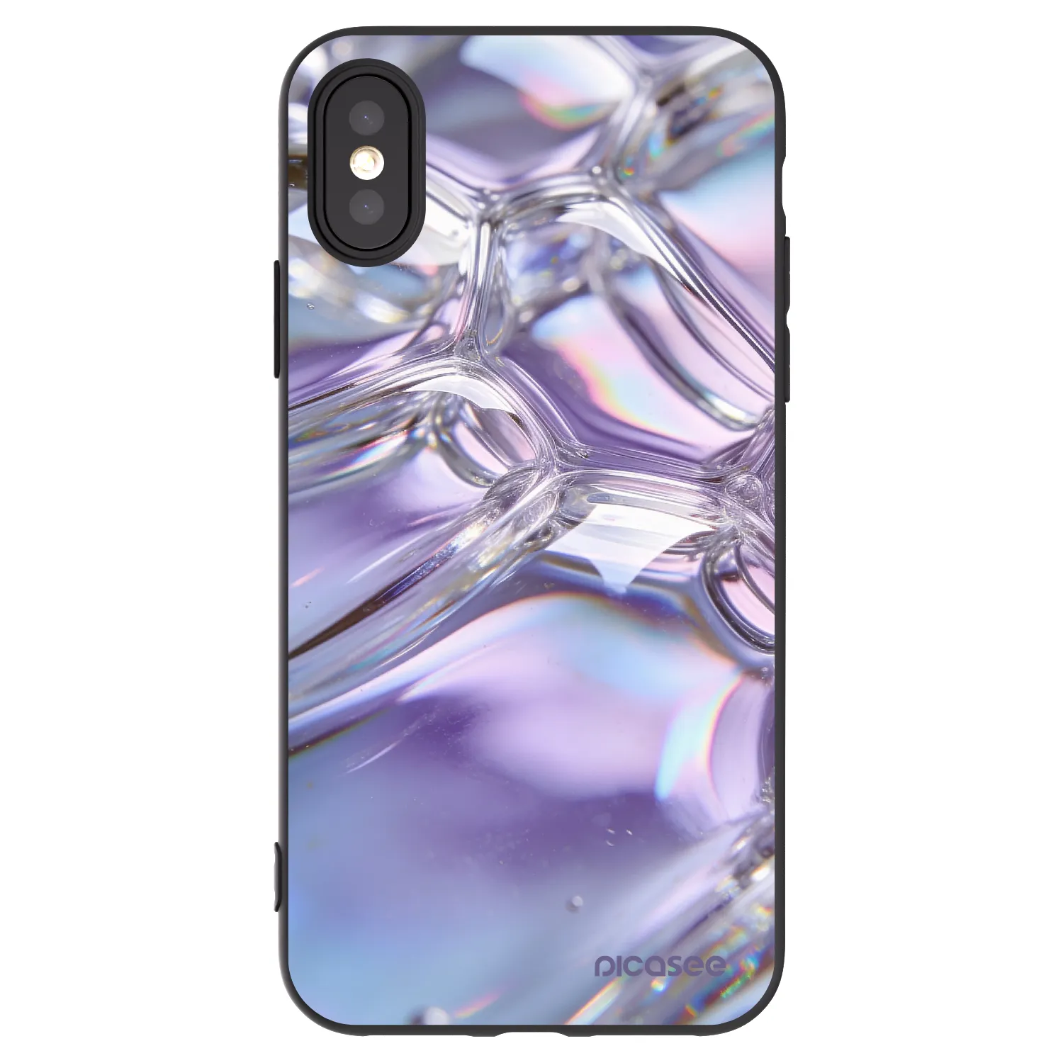 Picasee husă neagră din silicon pentru Apple iPhone X/XS - Iridescent bubbles