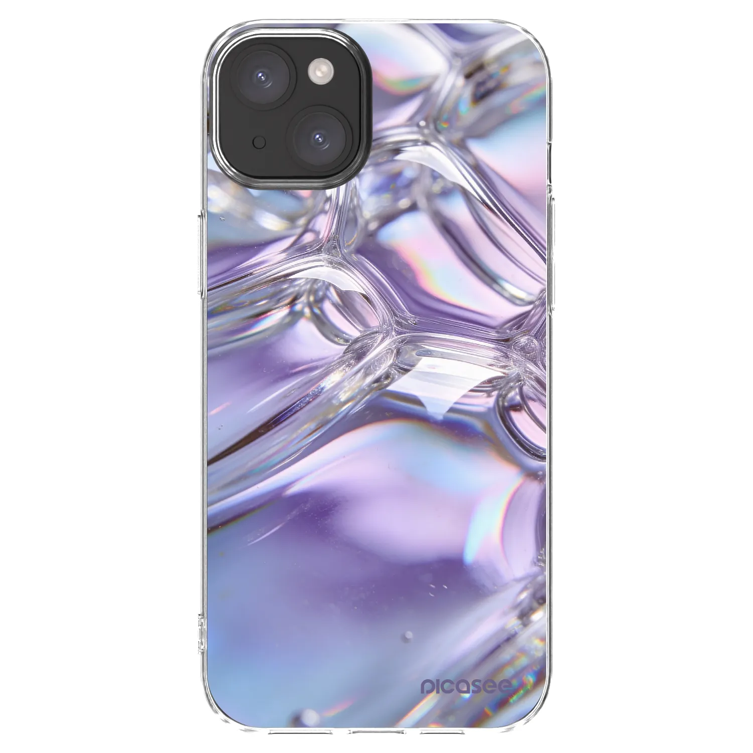 Picasee husă transparentă din silicon pentru Apple iPhone 15 Plus - Iridescent bubbles