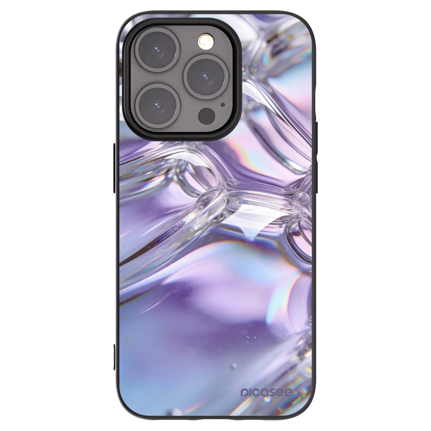 Picasee husă neagră din silicon pentru Apple iPhone 15 Pro - Iridescent bubbles