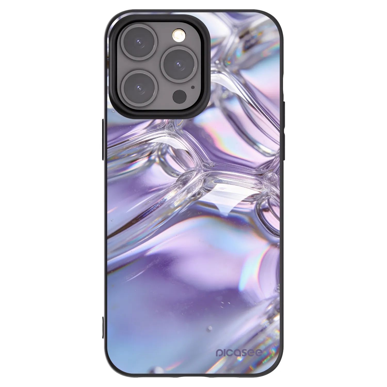 Picasee husă neagră din silicon pentru Apple iPhone 15 Pro Max - Iridescent bubbles