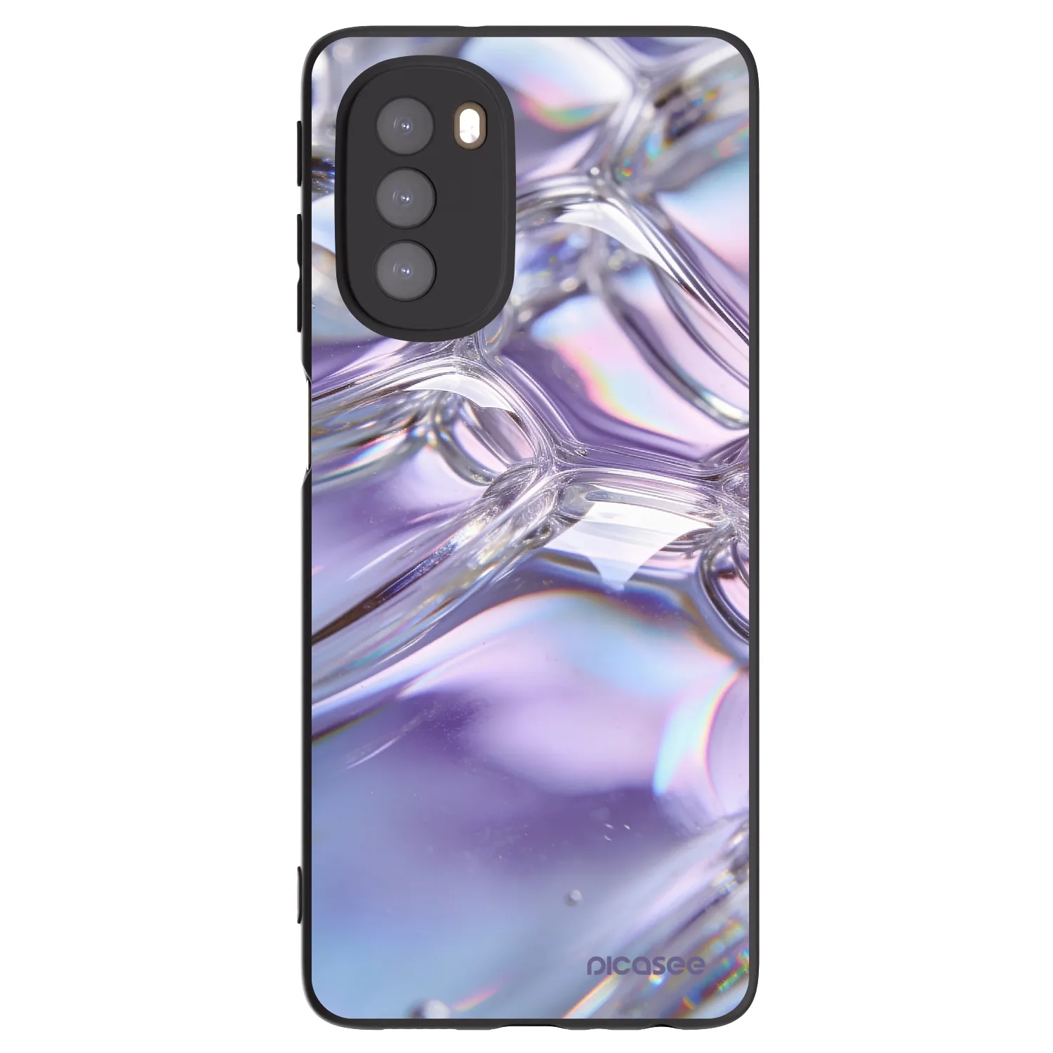 Picasee husă neagră din silicon pentru Motorola Moto G51 - Iridescent bubbles