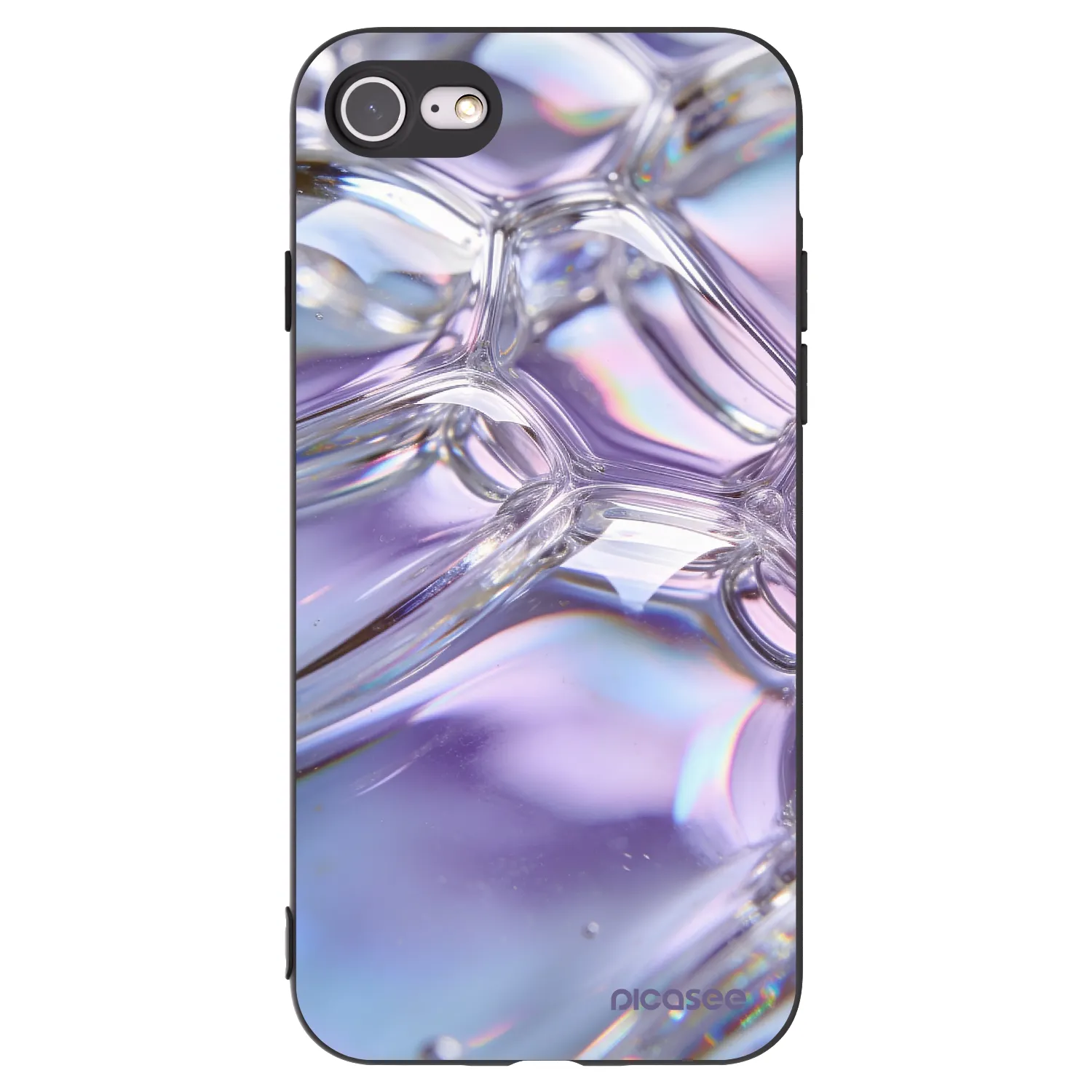 Picasee husă neagră din silicon pentru Apple iPhone 7 - Iridescent bubbles
