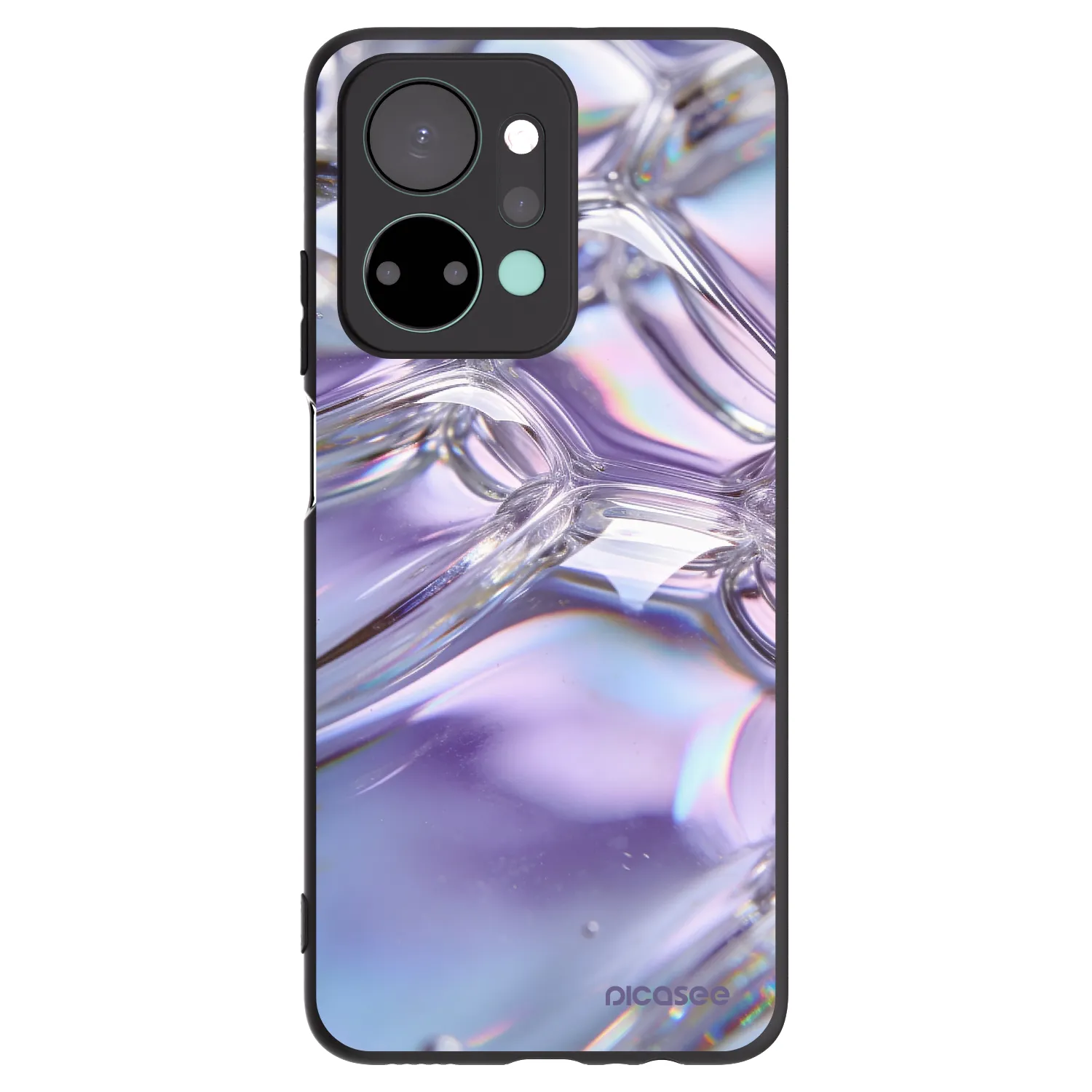 Picasee husă neagră din silicon pentru Honor X7a - Iridescent bubbles