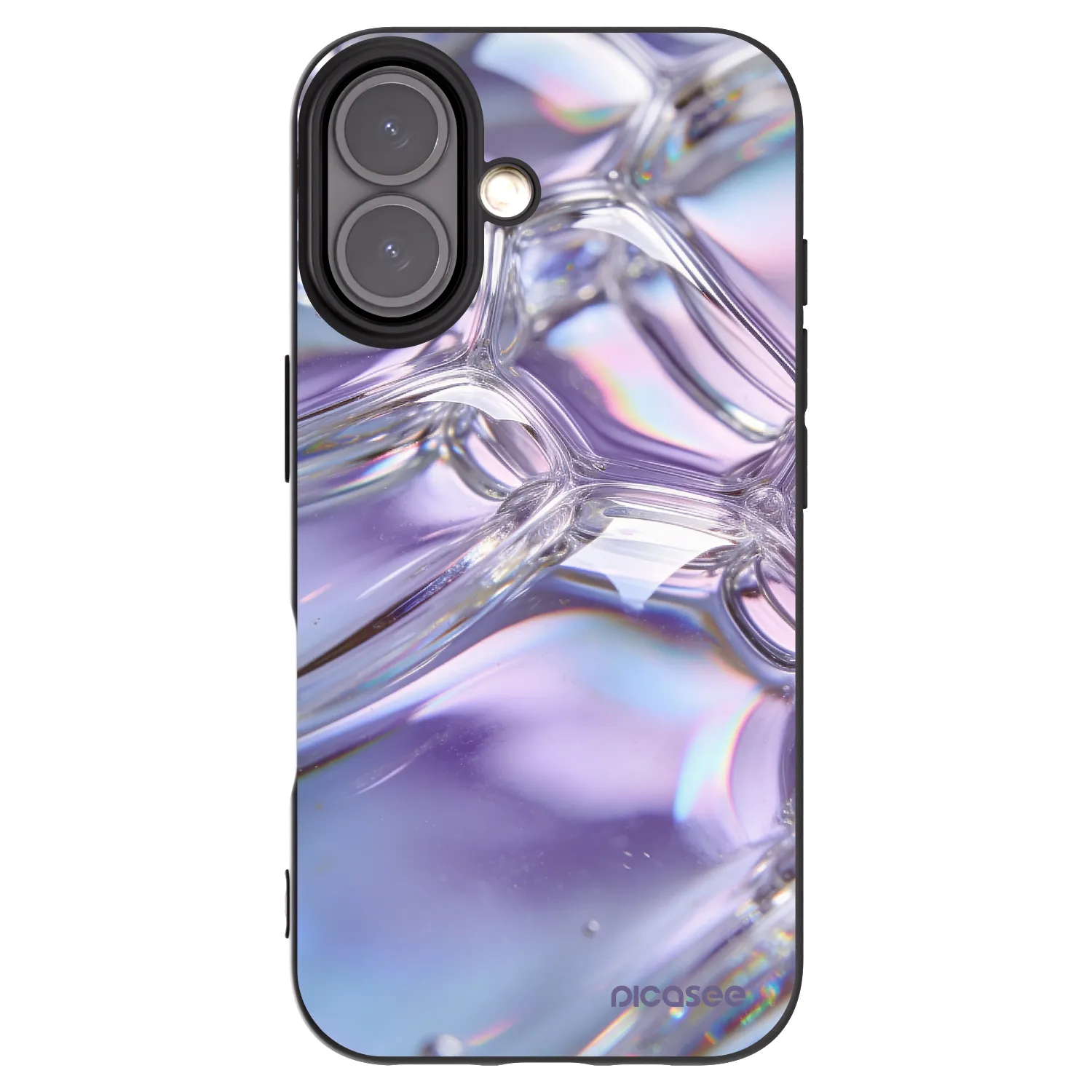 Picasee husă neagră din silicon pentru Apple iPhone 16 - Iridescent bubbles