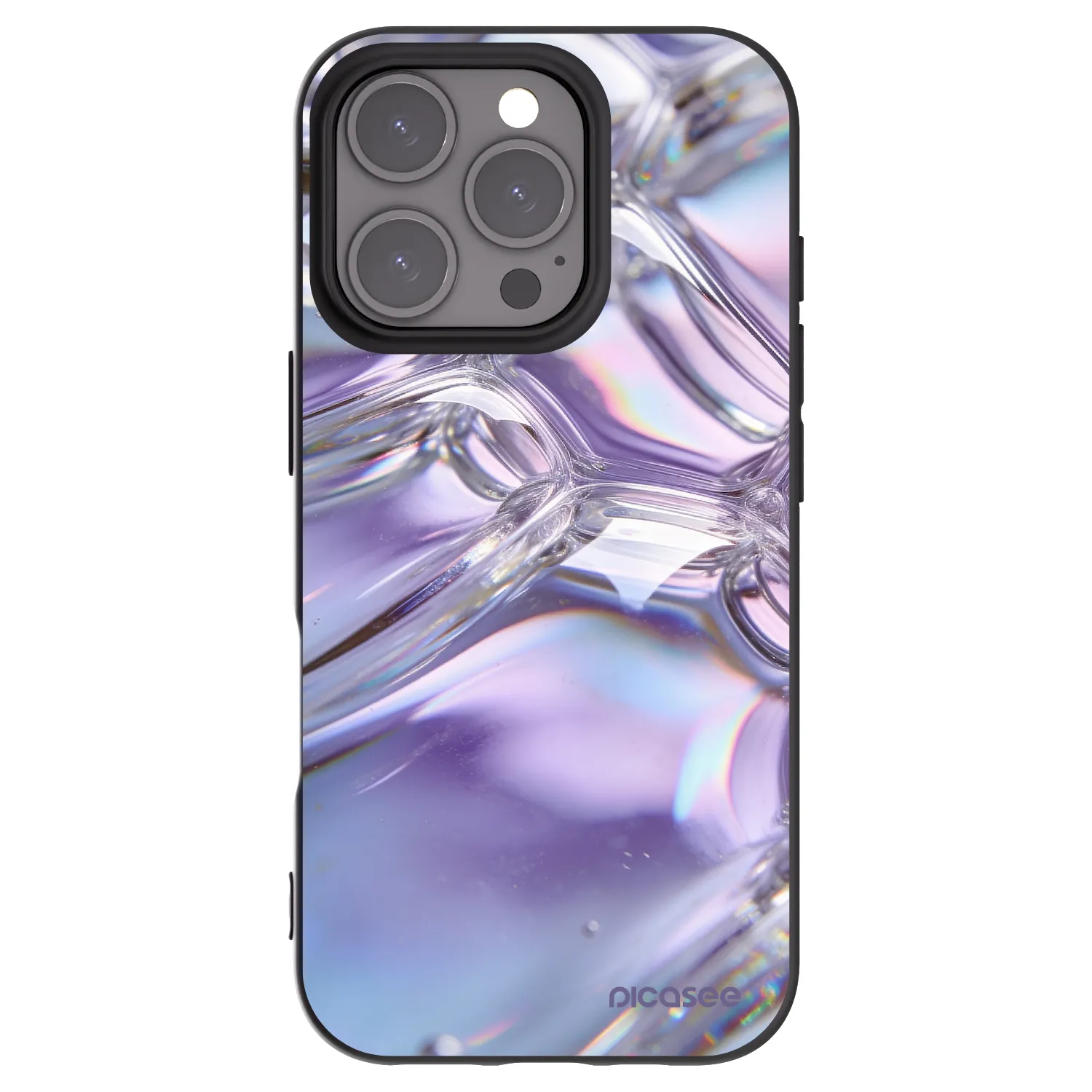 Picasee husă neagră din silicon pentru Apple iPhone 16 Pro - Iridescent bubbles