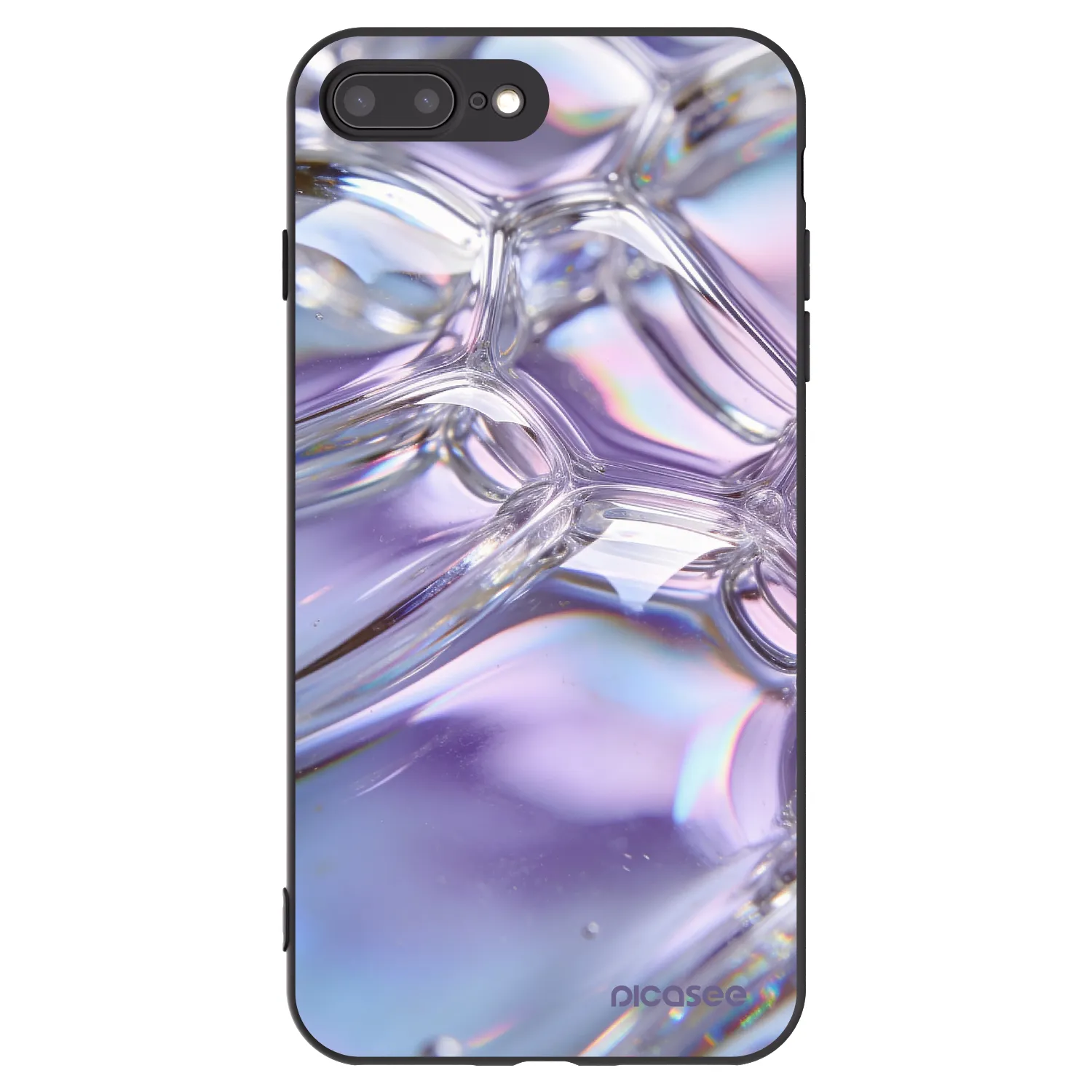 Picasee husă neagră din silicon pentru Apple iPhone 8 Plus - Iridescent bubbles