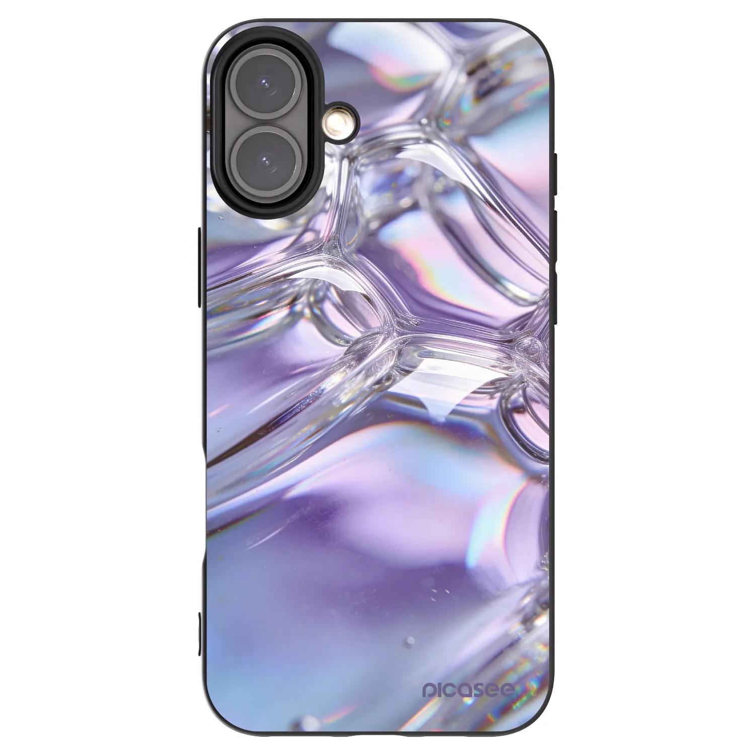 Picasee husă neagră din silicon pentru Apple iPhone 16 Plus - Iridescent bubbles