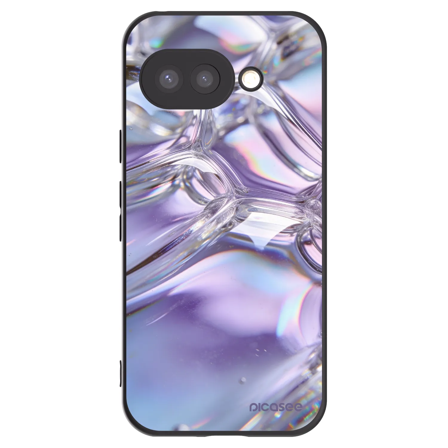 Picasee husă neagră din silicon pentru Google Pixel 9a - Iridescent bubbles