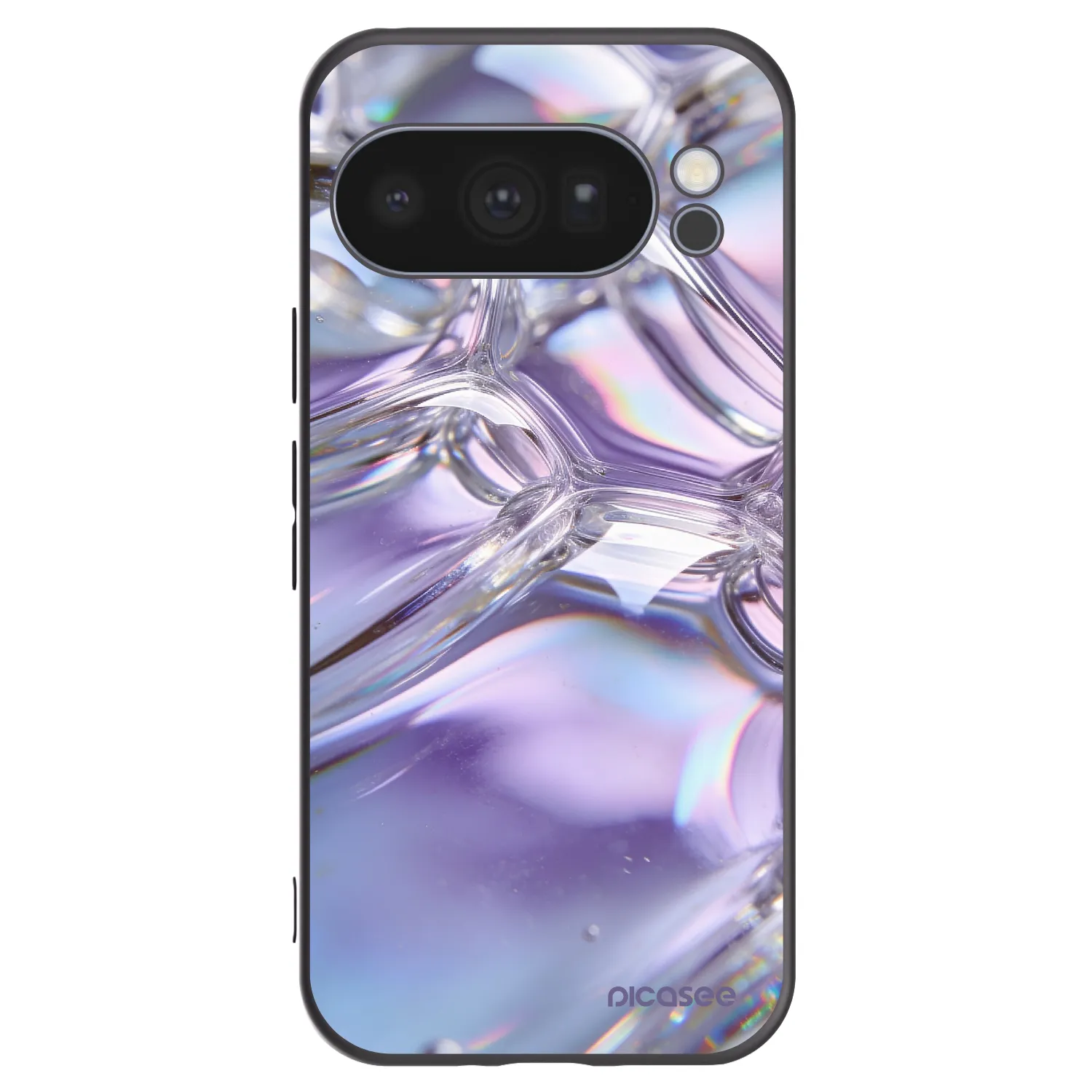 Picasee husă neagră din silicon pentru Google Pixel 10 Pro - Iridescent bubbles