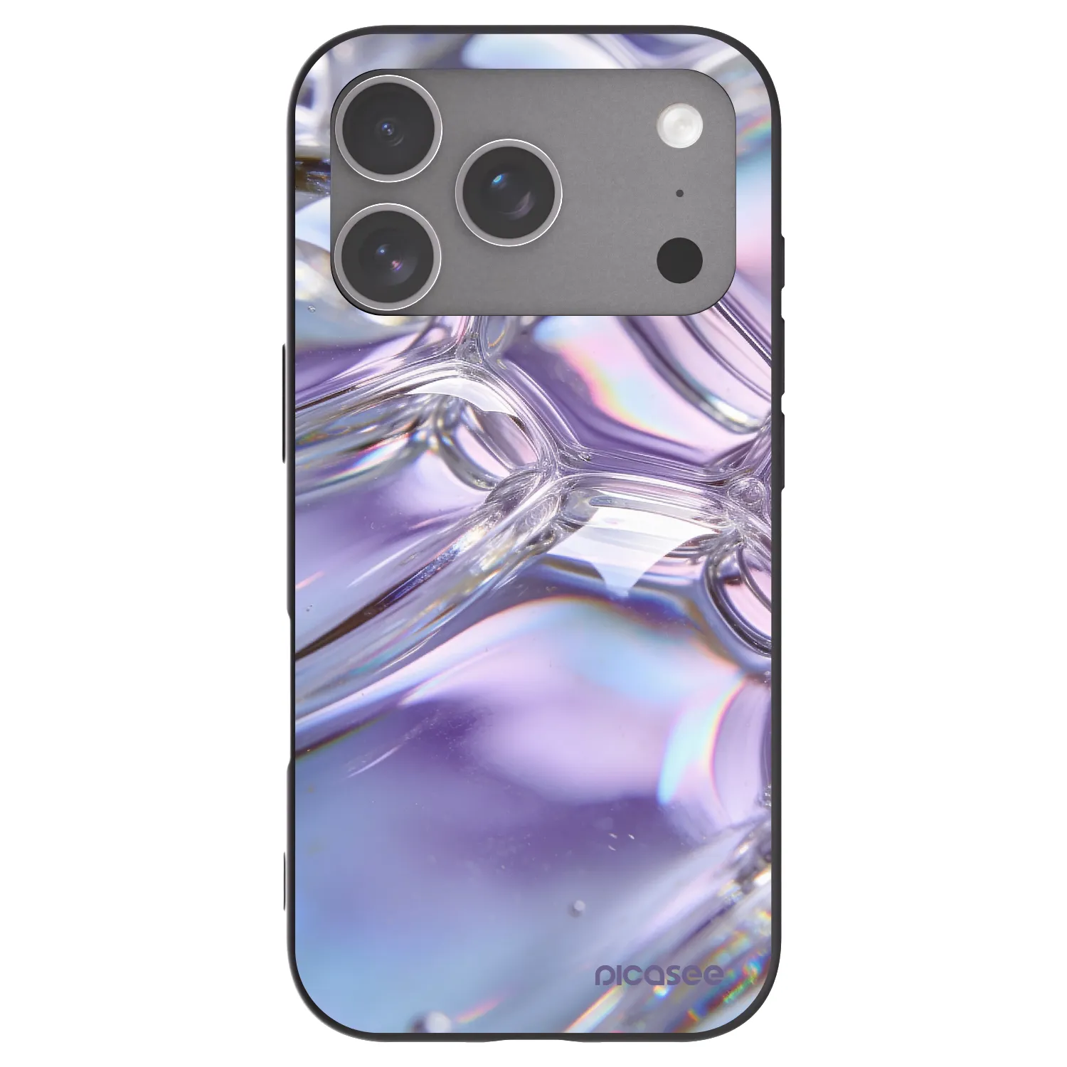 Picasee husă neagră din silicon pentru Apple iPhone 18 Pro - Iridescent bubbles