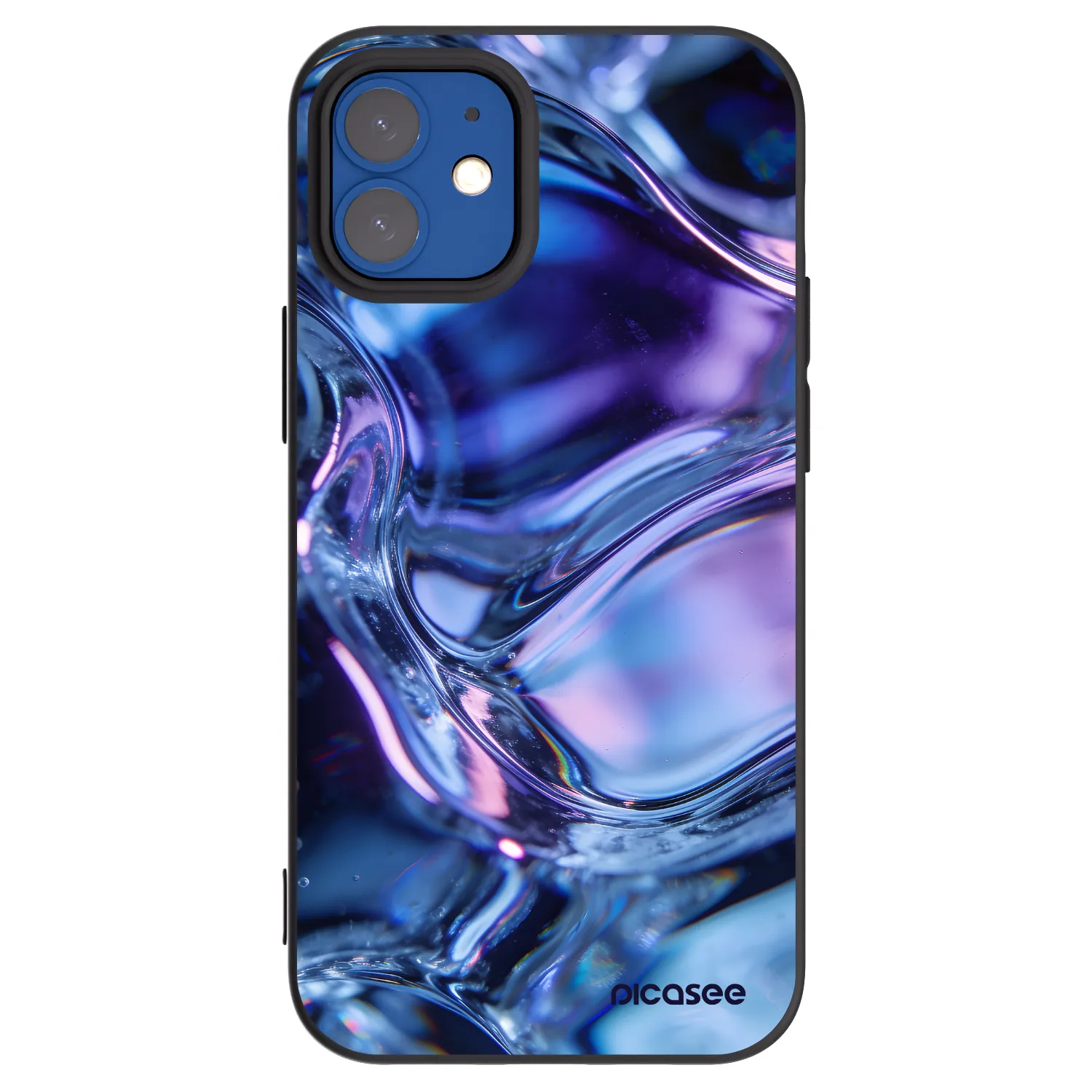 Picasee husă neagră din silicon pentru Apple iPhone 12 mini - Iris liquid