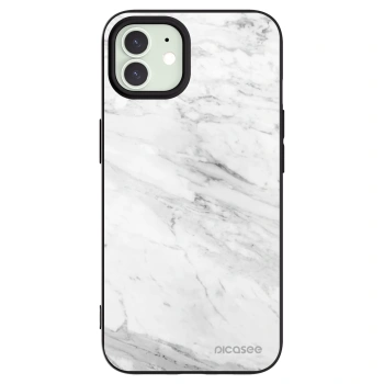 Picasee husă neagră din silicon pentru Apple iPhone 12 - White marble