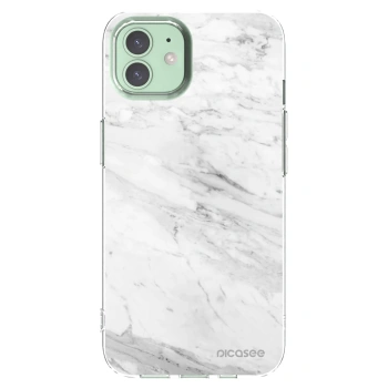 Picasee husă transparentă din silicon pentru Apple iPhone 12 - White marble