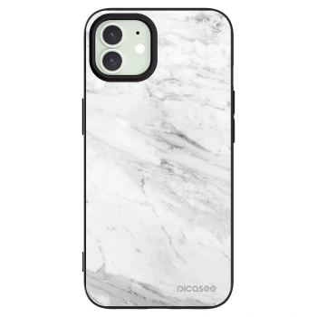 Picasee husă neagră din silicon pentru Apple iPhone 12 Pro - White marble