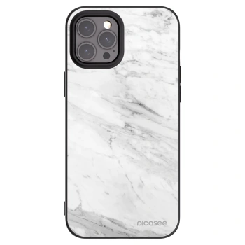 Picasee husă neagră din silicon pentru Apple iPhone 12 Pro Max - White marble