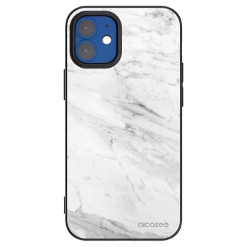 Picasee husă neagră din silicon pentru Apple iPhone 12 mini - White marble