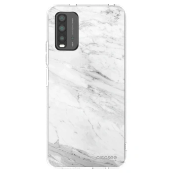 Picasee husă neagră din silicon pentru Xiaomi Redmi 9T - White marble
