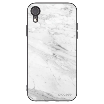 Picasee husă neagră din silicon pentru Apple iPhone XR - White marble