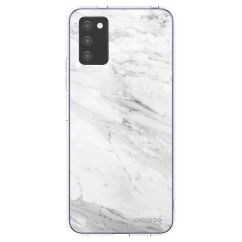 Picasee husă transparentă din silicon pentru Samsung Galaxy A02s A025G - White marble