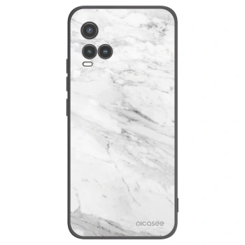 Picasee husă neagră din silicon pentru Vivo Y33s - White marble