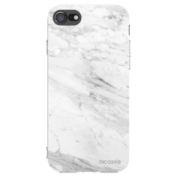 Picasee husă transparentă din silicon pentru Apple iPhone SE 2022 - White marble