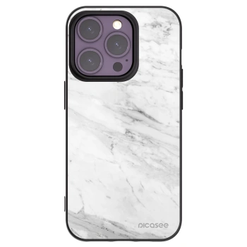 Picasee husă neagră din silicon pentru Apple iPhone 14 Pro - White marble