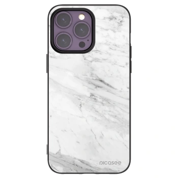 Picasee husă neagră din silicon pentru Apple iPhone 14 Pro Max - White marble