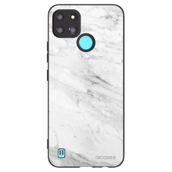 Picasee husă neagră din silicon pentru Realme C21Y - White marble