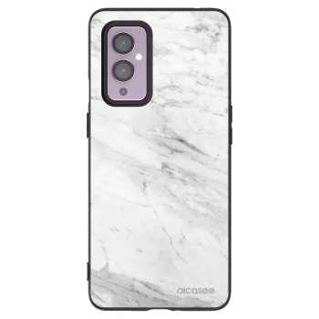 Picasee husă neagră din silicon pentru OnePlus 9 - White marble