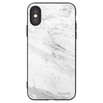 Picasee husă neagră din silicon pentru Apple iPhone X/XS - White marble