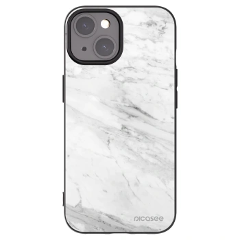 Picasee husă neagră din silicon pentru Apple iPhone 15 - White marble
