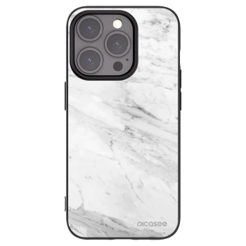 Picasee husă neagră din silicon pentru Apple iPhone 15 Pro - White marble