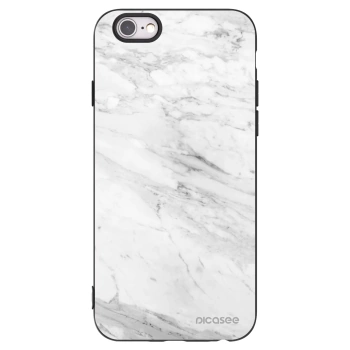 Picasee husă neagră din silicon pentru Apple iPhone 6/6S - White marble