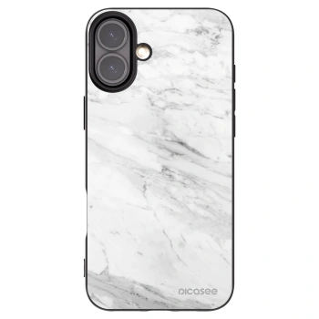 Picasee husă neagră din silicon pentru Apple iPhone 16 Plus - White marble