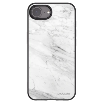 Picasee husă neagră din silicon pentru Apple iPhone 16e - White marble