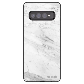 Picasee husă neagră din silicon pentru Samsung Galaxy S10 G973 - White marble