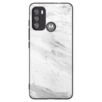 Picasee husă neagră din silicon pentru Motorola Edge 60 5G - White marble